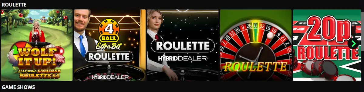 Živá ruleta a herní stoly v Ivy Casino
